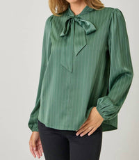 Mystree - Ribbon Tie Stripe Shirt