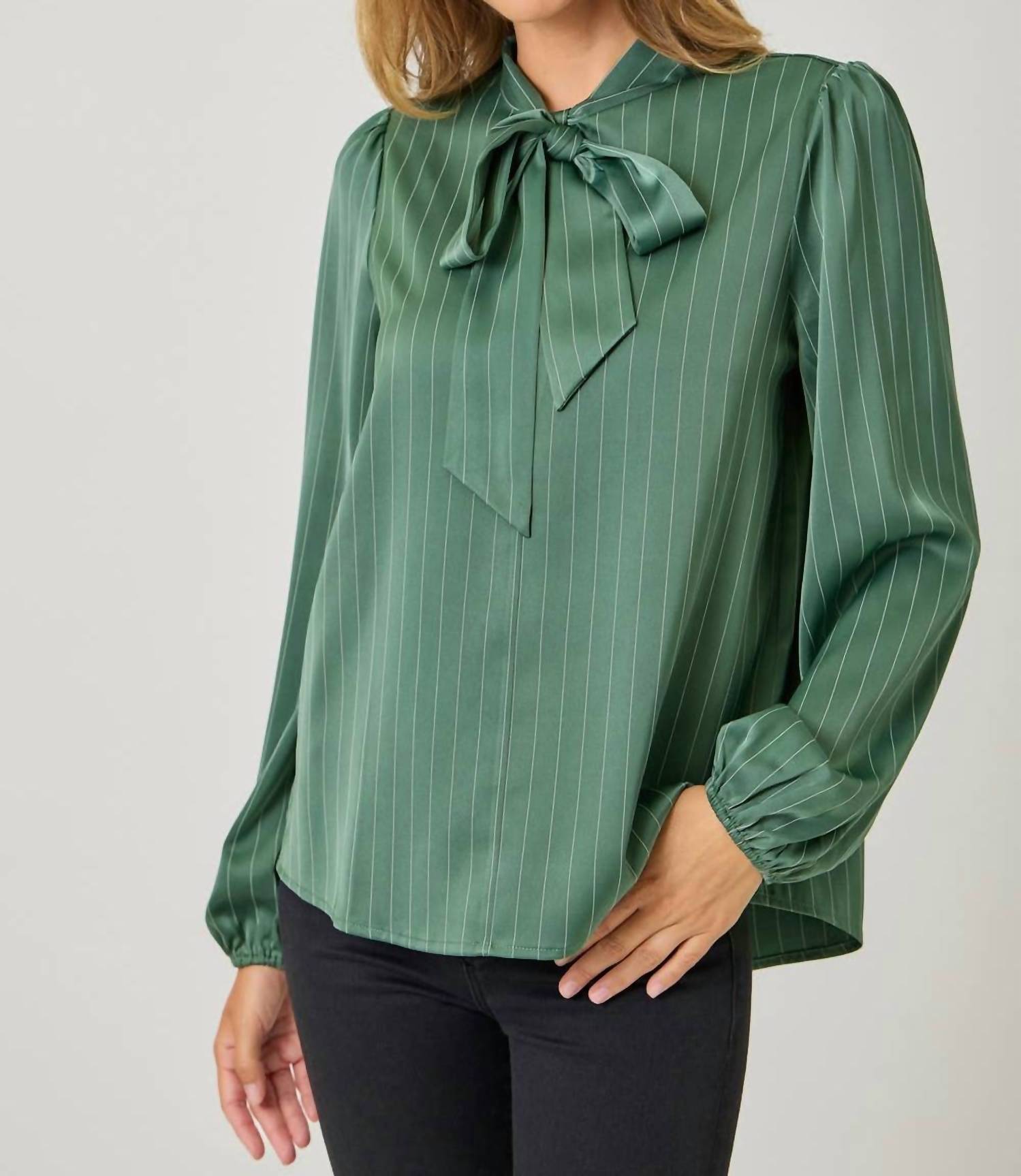 Mystree - Ribbon Tie Stripe Shirt