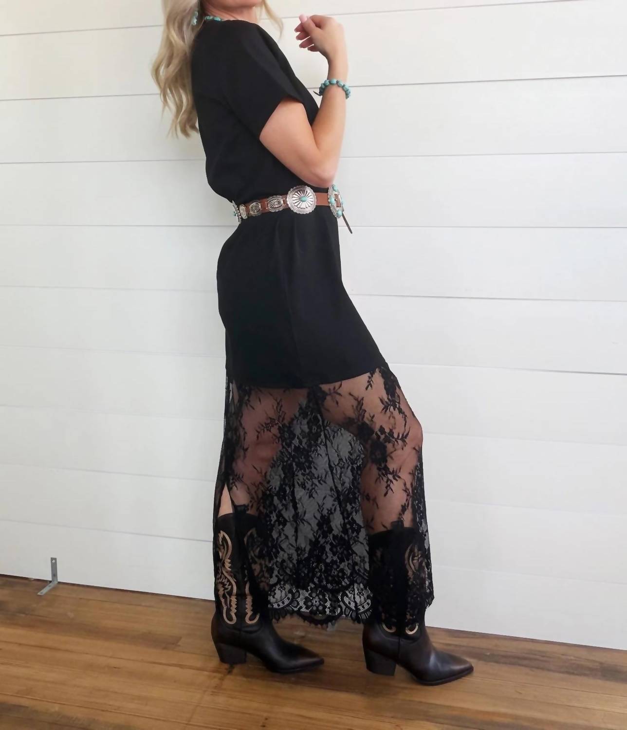 Blue B - Oversized Lace Layered Midi Dress