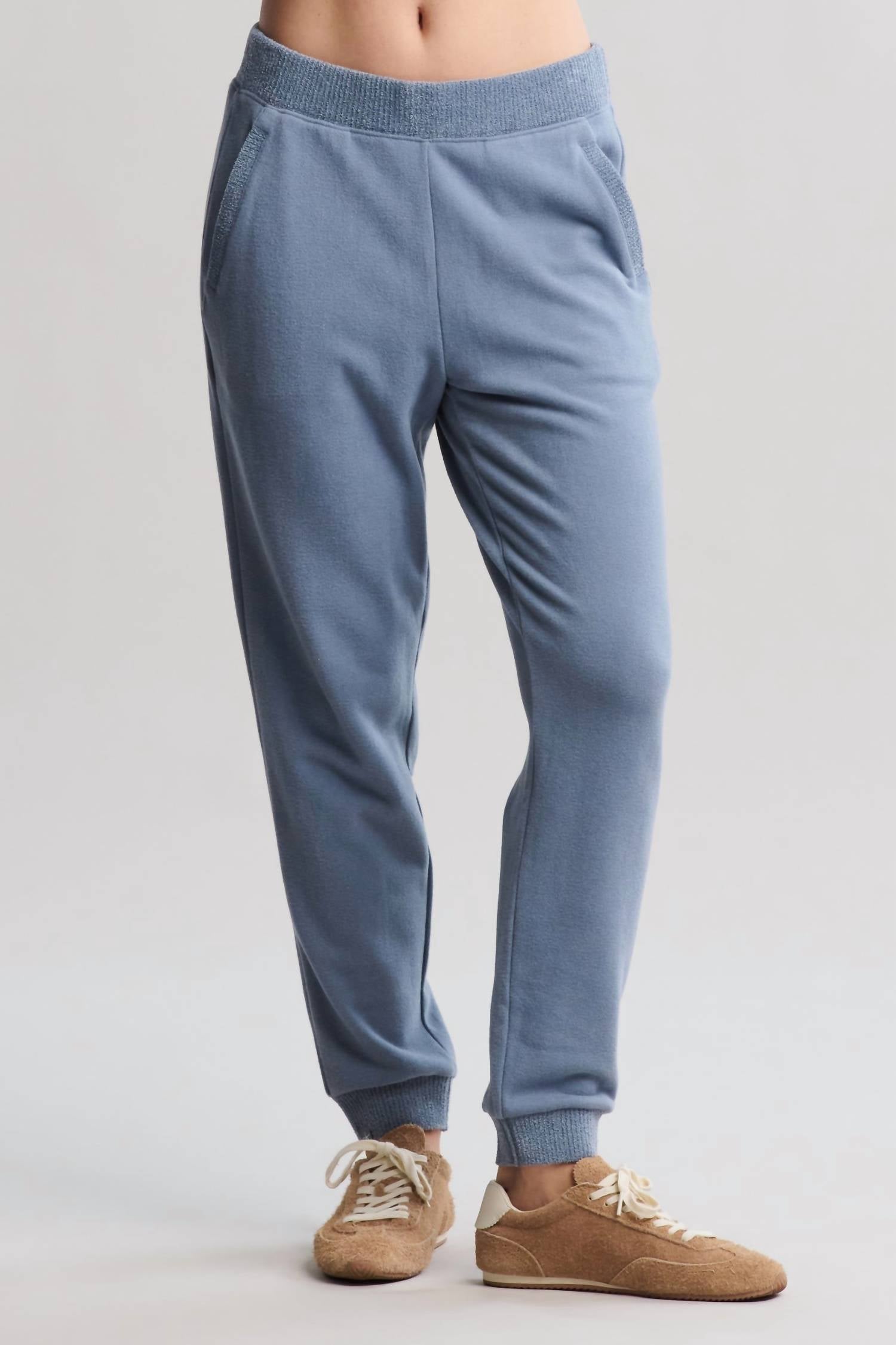 BAREFOOT DREAMS Brushed Fleece Jogger With CozyChic Ultra Lite Rib in blue dusk - women's pants