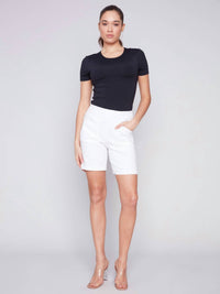 CHARLIE B Women's High Waist Short in white x - women's shorts - alternate view