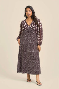 Fashion Szn Curve - Polka Dot Mesh Long Sleeve Dress - Plus Size