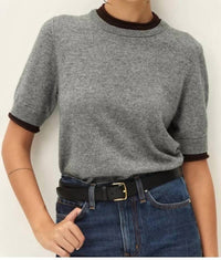 Elodie The Label - Stone Contrast Crew Neck Sweater