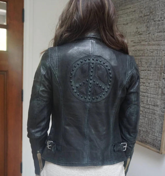 Mauritius - Maysie Leather Peace Sign Jacket
