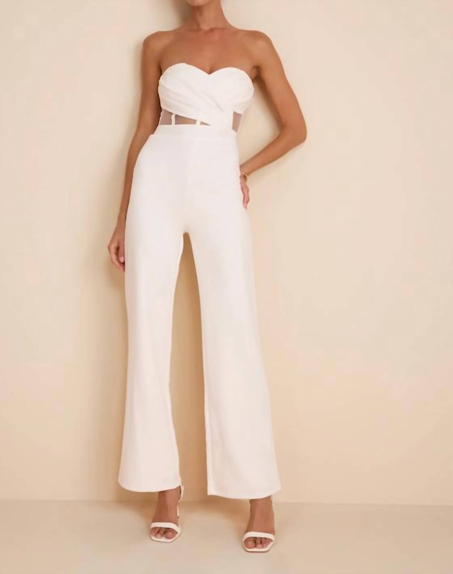Lulus Surely Stunning Strapless Bustier Jumpsuit in ivory - women's pants