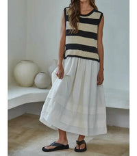 By Together - Cotton Striped Combo Midi Dress
