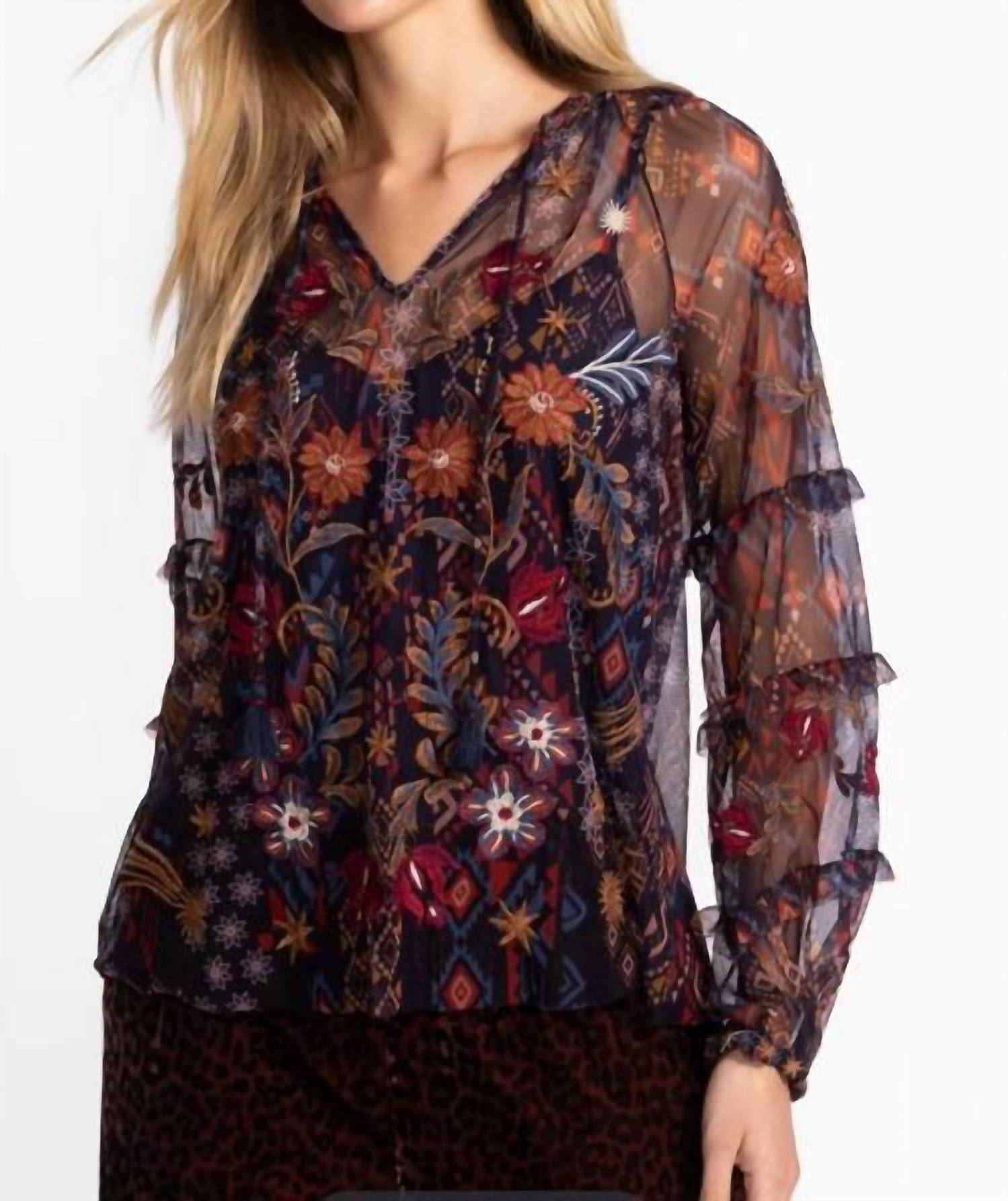 Johnny Was - saphire mesh blouse