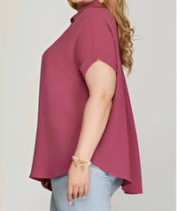 She + Sky - Konnie Drop Shoulder Woven Top - Plus