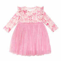 Sweet Wink - Kid's Coquette Bow Long Sleeve Tutu Dress