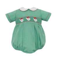 Petit Bebe - Girl's Santa Smocked Gingham Bubble