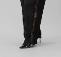 Mat Fashion - Pleated Trouser With Lace Trim