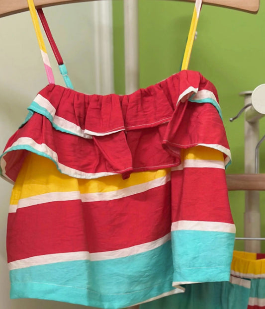 Compania Fantastica - Girl's Stripe Top And Short Set