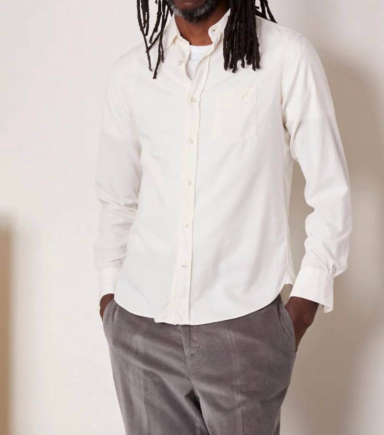Officine Générale Lipp Cotton Corduroy Shirt in ecru - men's shirt