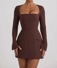 Oh Polly - Taesha Square-neck Structured Tulip Mini Dress