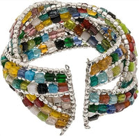 Zad - Women's Braided Mosaic Bead Cuff Bracelet