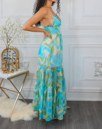 Surelymine - Swirl Pattern Maxi Dress