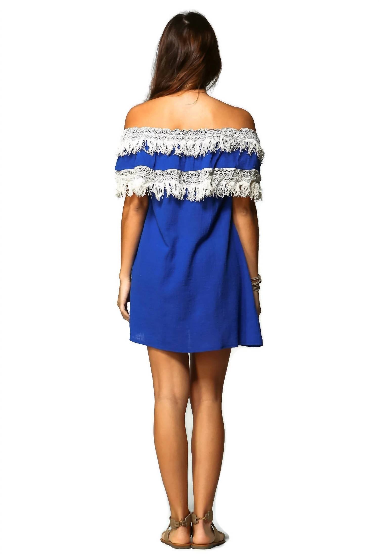 Velzera - Off The Shoulder Fringe Mini Dress