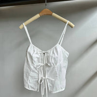 Cotton Candy La - Women's Embroidered Tie Front Tank