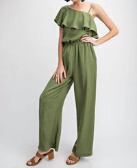 Easel - Claire Satin Jumpsuit