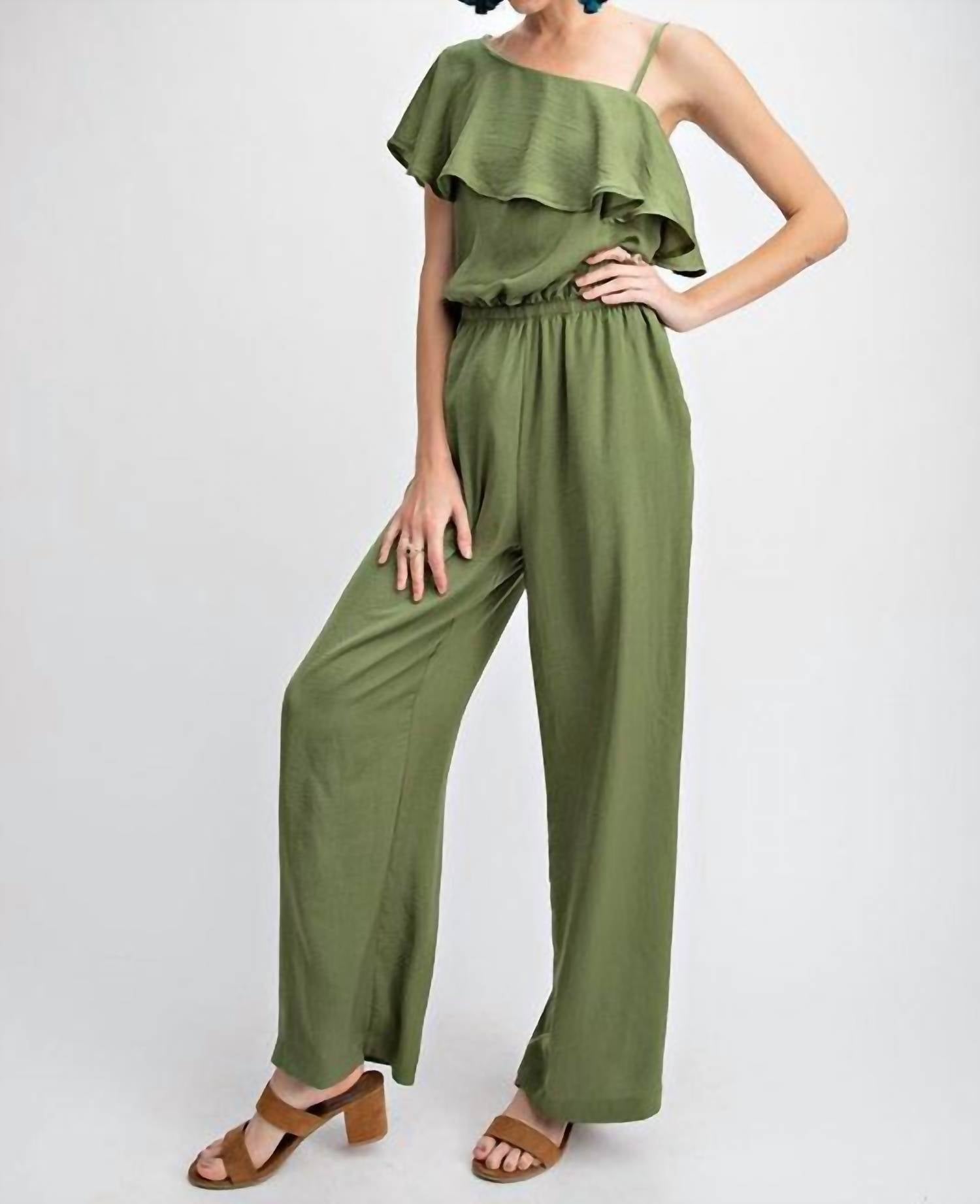 Easel - Claire Satin Jumpsuit
