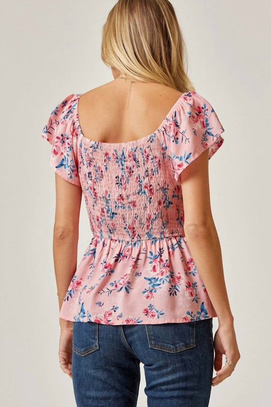 Andree By Unit - Floral Printed Smocked Top