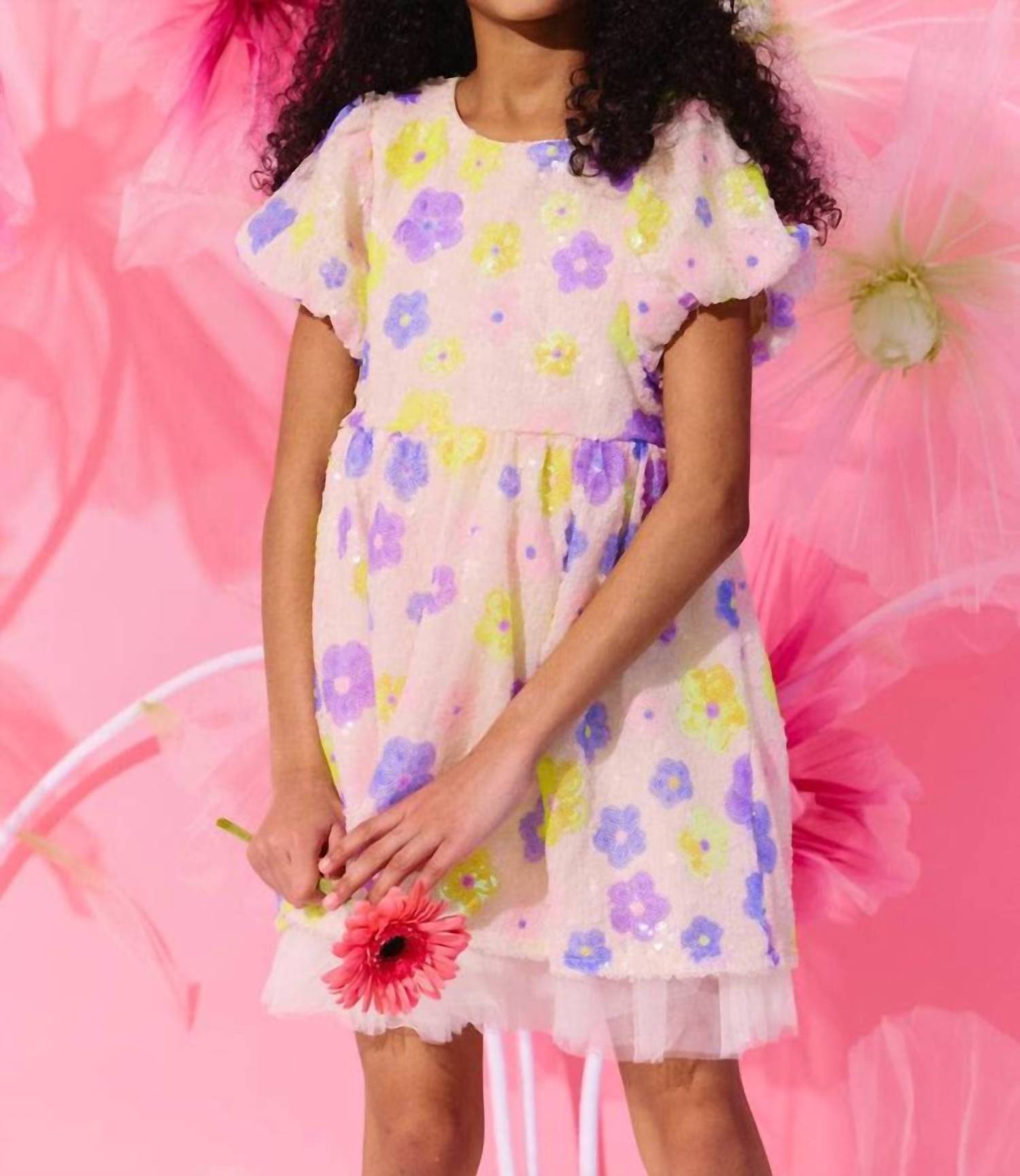 Lola + The Boys - Girls Daisy Sequin Dress