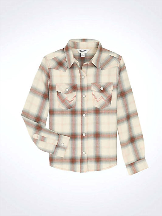 Wrangler - GIRL'S FLANNEL PLAID WESTERN SNAP SHIRT