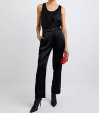 Bella Dahl Straight Leg Trouser With Beaded Piping in black - women's pants