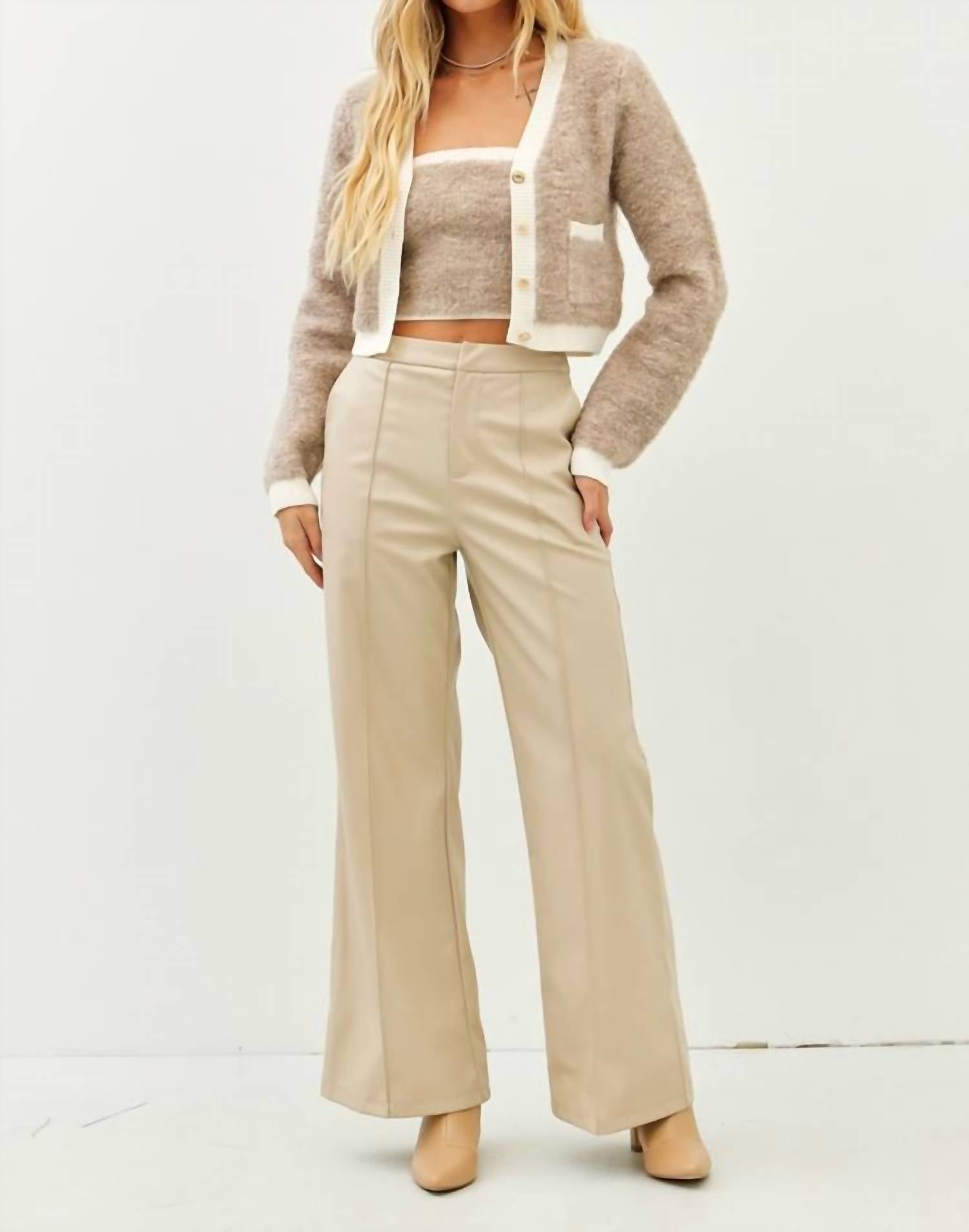 Idem Ditto - Elegant Wool Blend Fuzzy Tube And Cardigan Set
