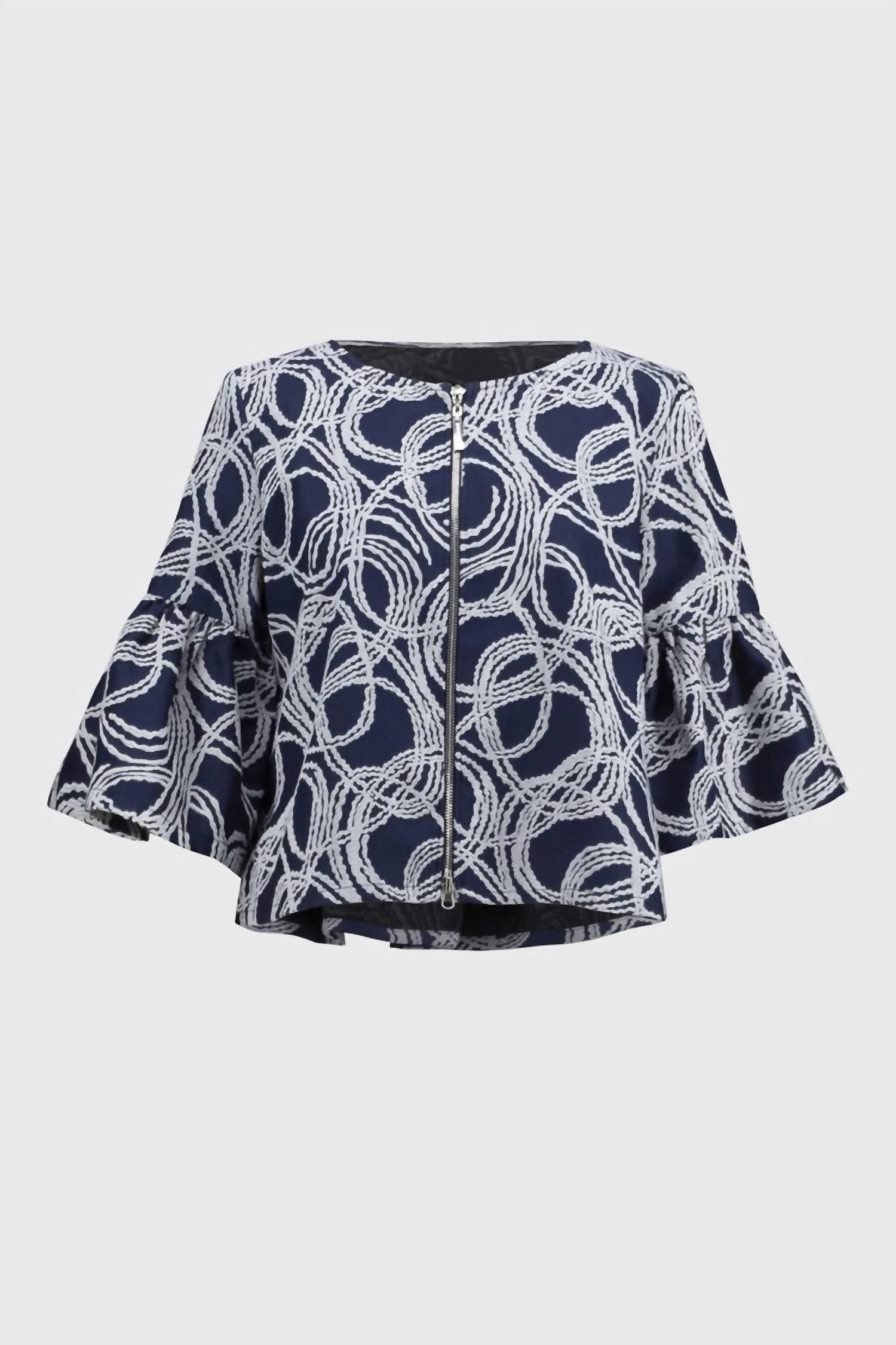 Joseph Ribkoff - Abstract Jacquard Trapeze Jacket