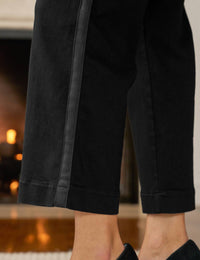 Frank & Eileen Westport Illusion Wide-leg Pull-on Jeans in black tuxedo - women's jeans - view 4