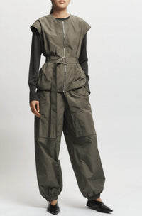 Saint Art Clyde Oversized Taffeta Pant in dusty olive - women's pants