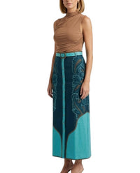 Anna Cate Flowing Maxi Portia Skirt in teal - women's skirt - detail view
