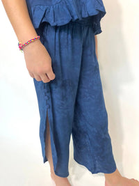 Khush Girls Sky Pants in hazy navy - kids' joggers - detail view
