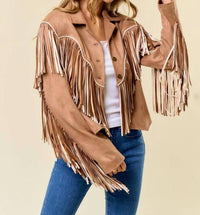 Saints & Hearts - 2-tone Fringe Jacket With Piping