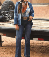 Lucky & Blessed - Denim Patchwork Western Blazer