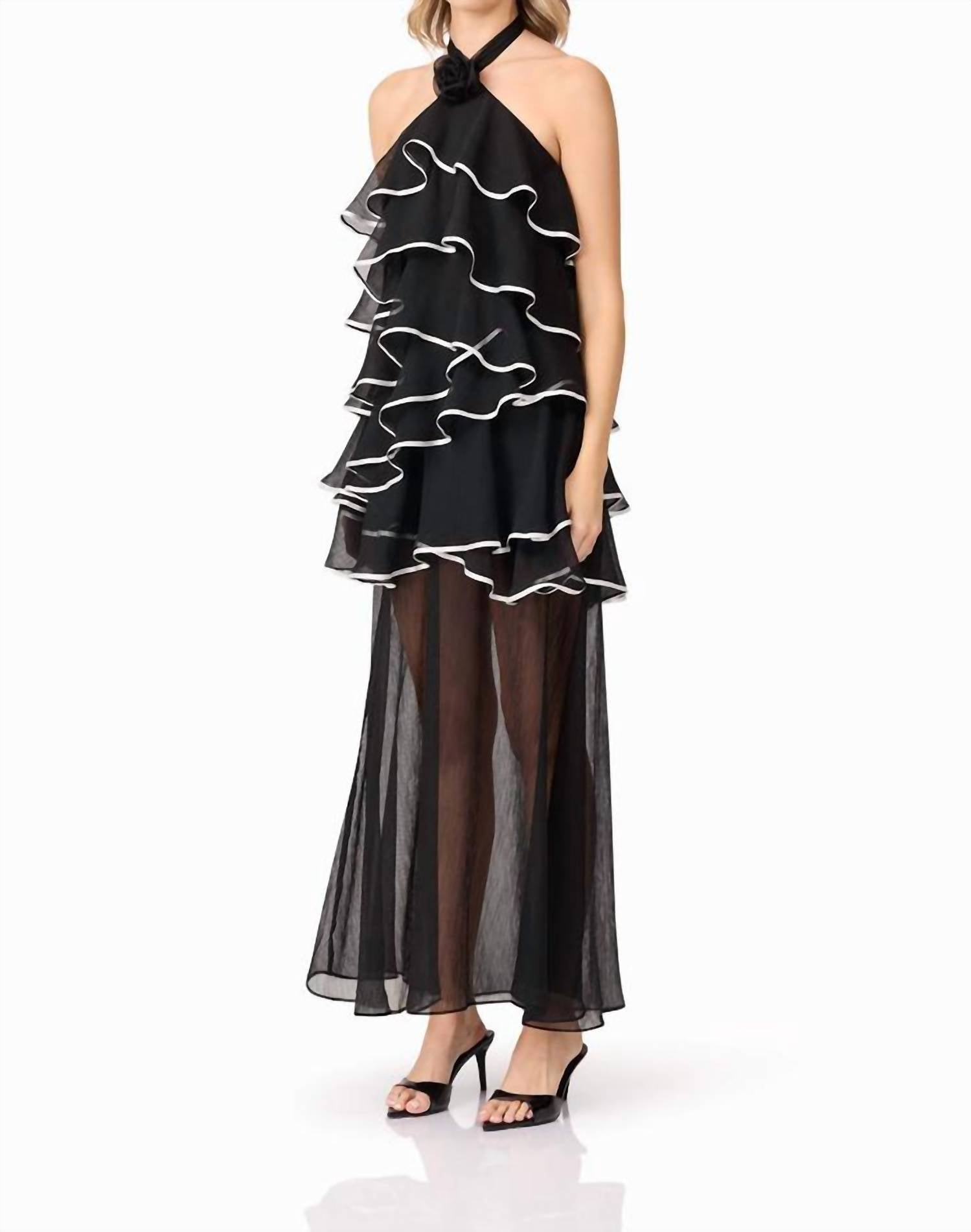 ELLIATT Melissa Halter Maxi Dress - Plus in black - women's dress - detail view