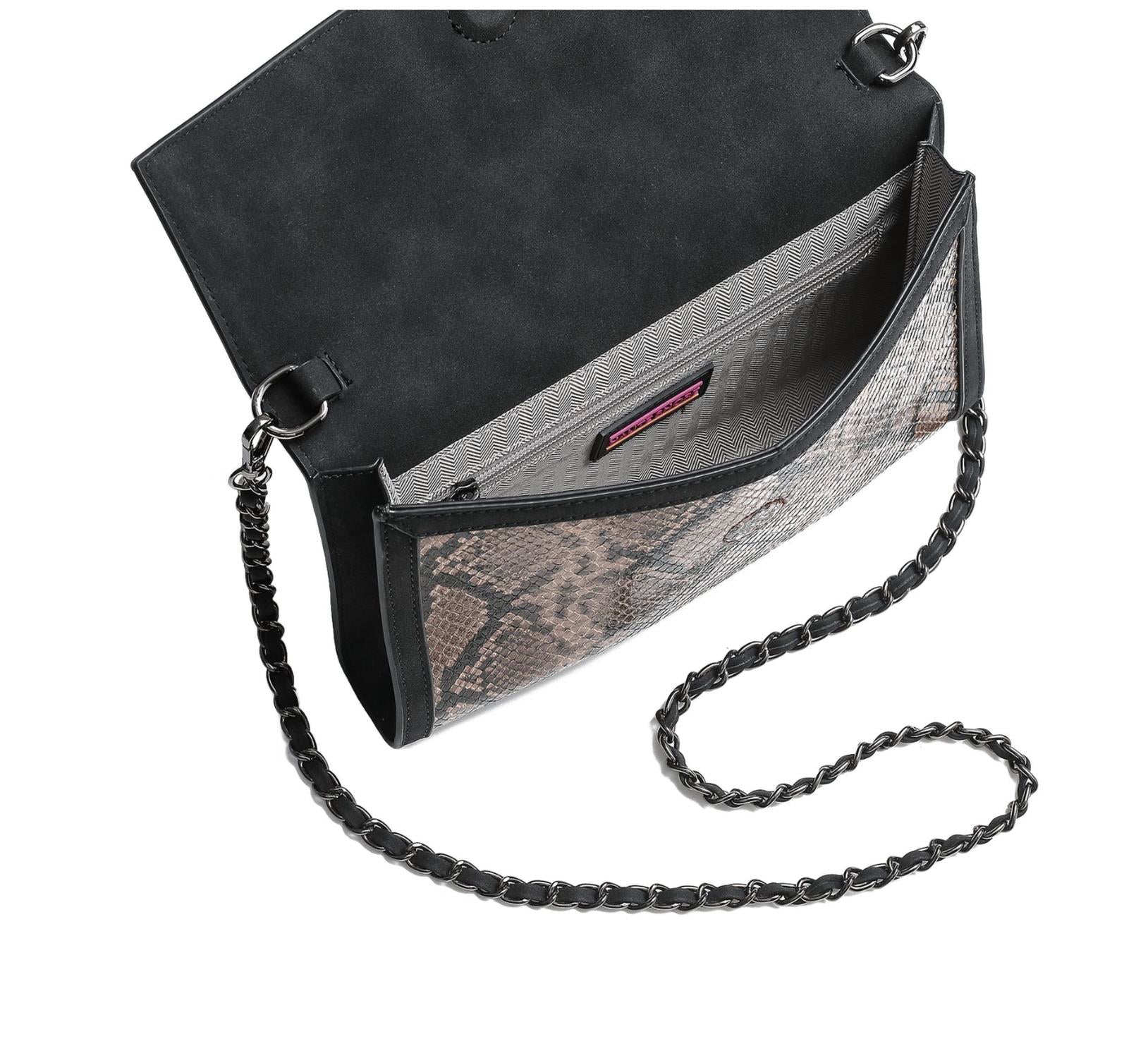 HAUTE SHORE Women's Beth Python Clutch Bag in brown python - women's bag - alternate view