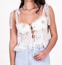for Love & Lemons Kinsley Sleeveless Top in white - women's shirt - detail view