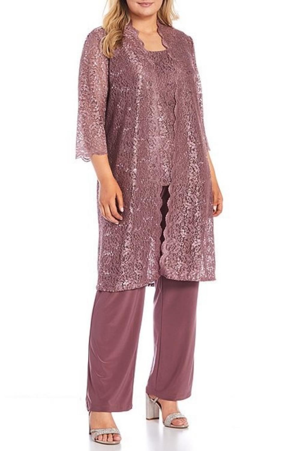 R&M Richards - Lace 3/4 Sleeve 3-piece Pants Set