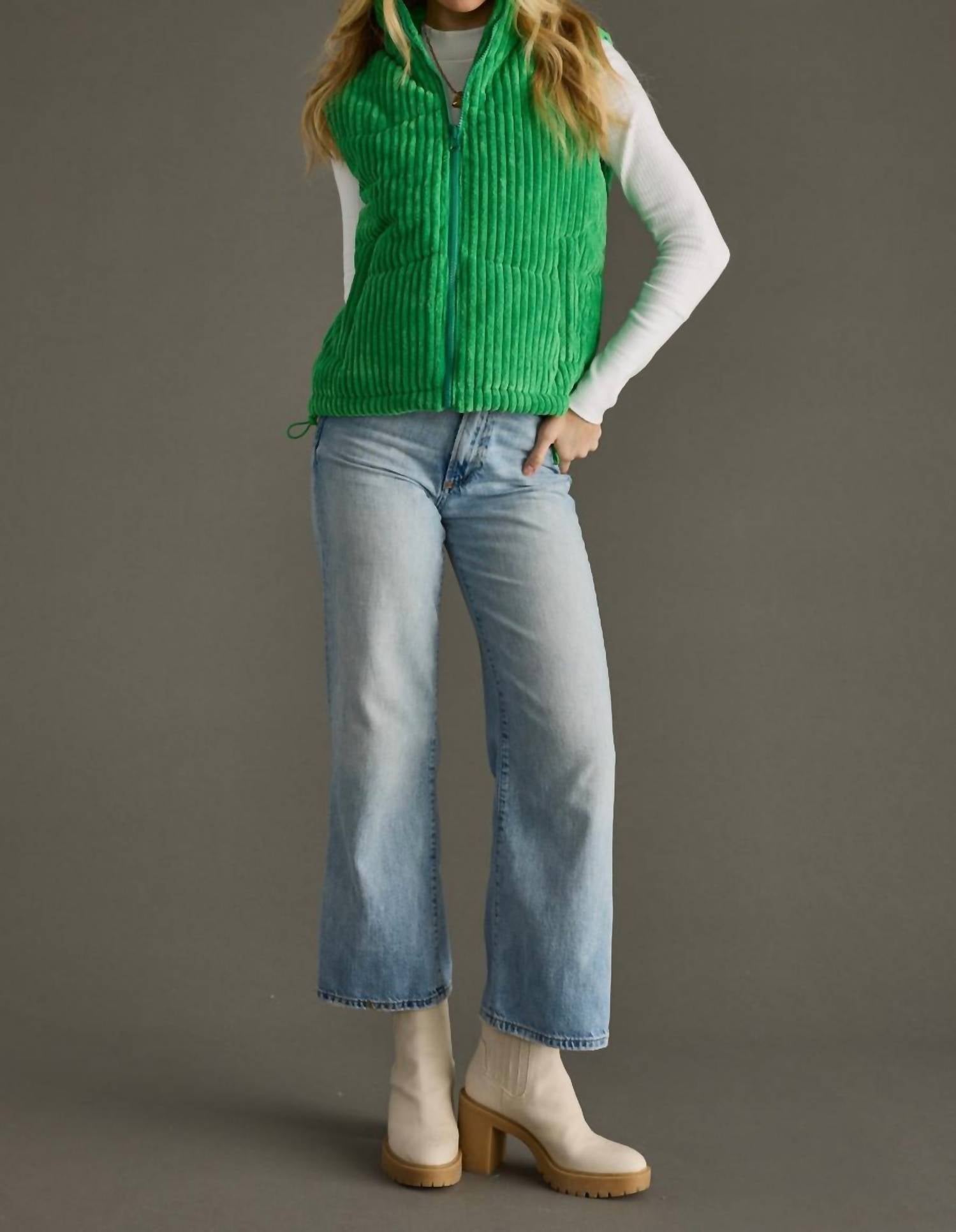 Panache Apparel The Aspen Corduroy Vest in green - women's jacket