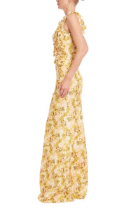 Badgley Mischka - Floral Appliques Mermaid Skirt Silhouette Trumpet Gown Dress