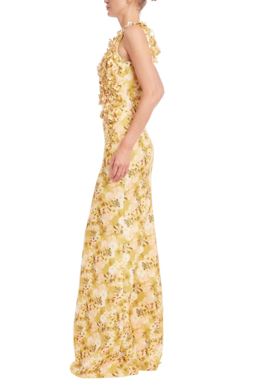 Badgley Mischka - Floral Appliques Mermaid Skirt Silhouette Trumpet Gown Dress