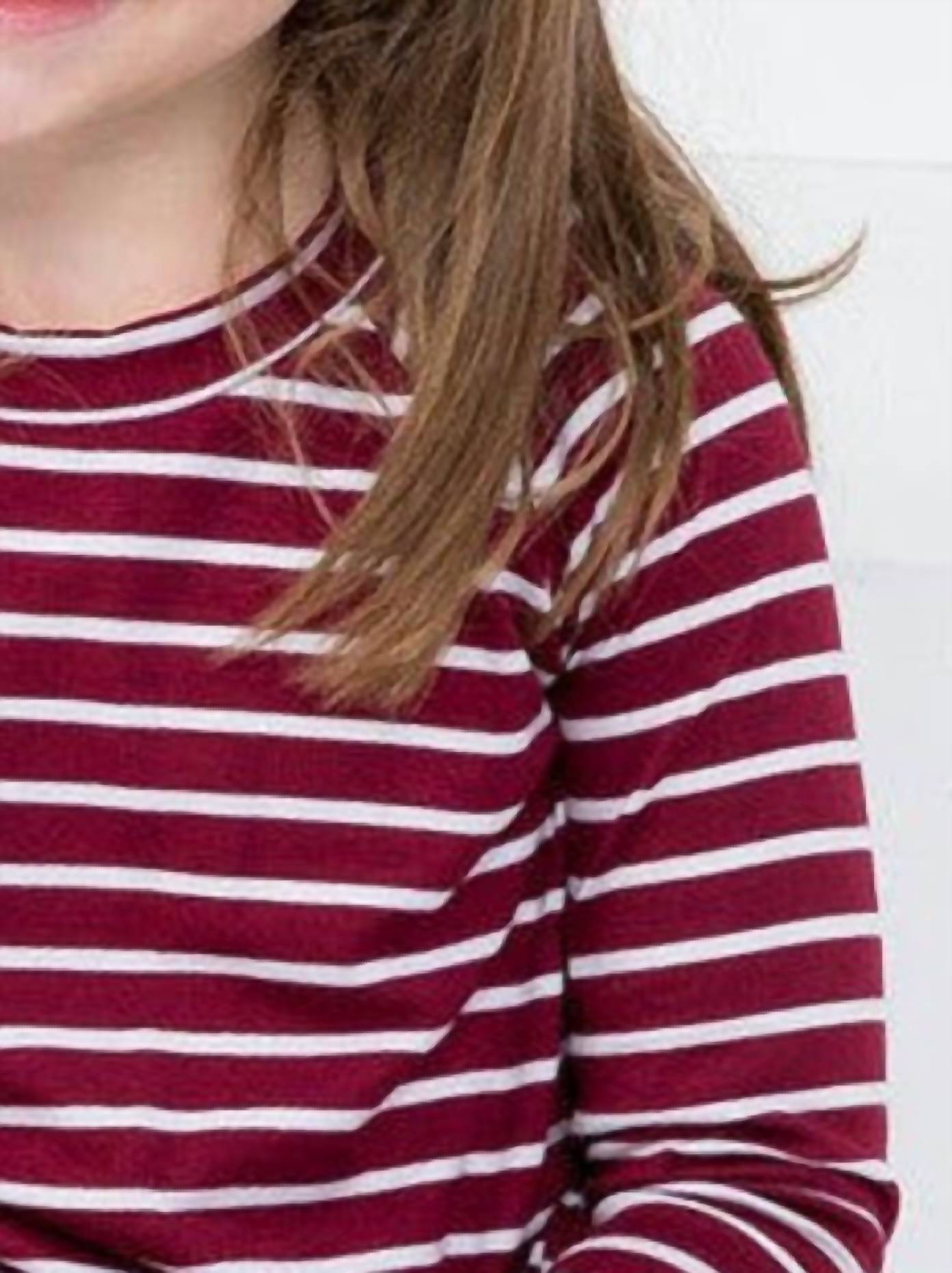 Perfect Peach - Girl's Long Sleeve Stripe Top