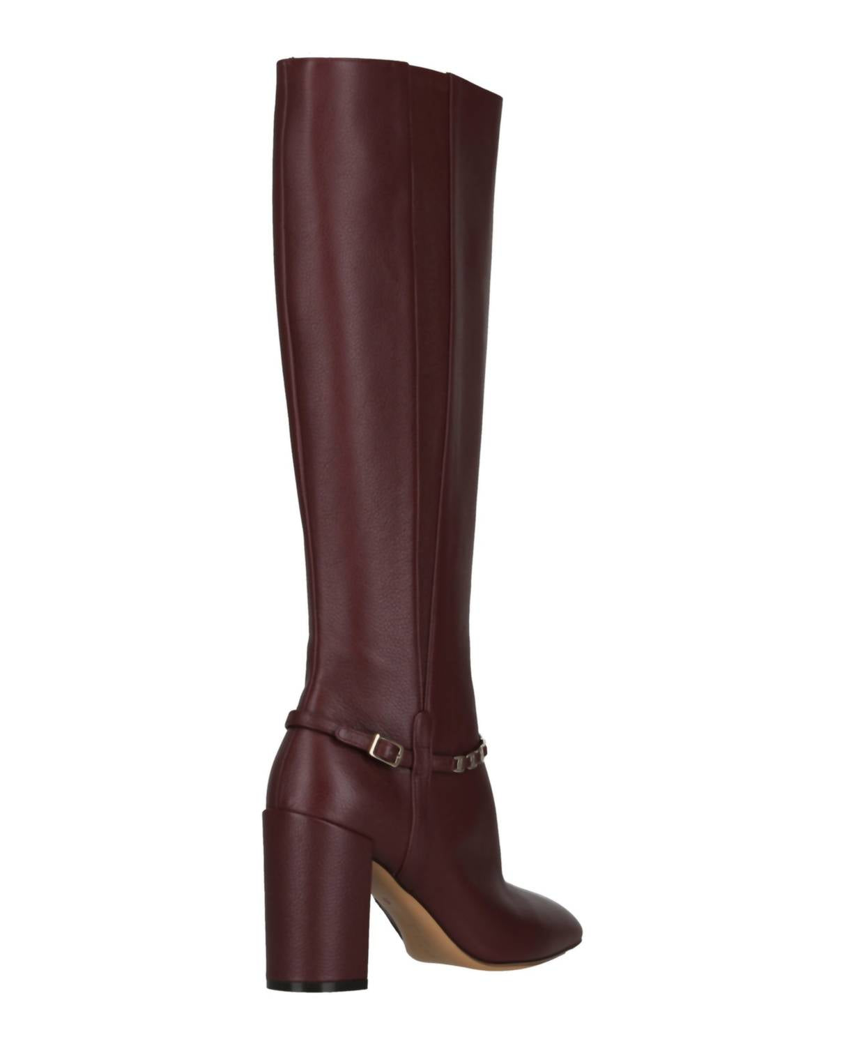 Salvatore Ferragamo Women's Triba Leather Knee-high Boots in burgundy - women's shoe - alternate view