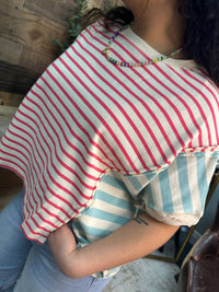 Peach Love - Stripe Color Block Top