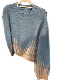 &merci Women's Pullover Sweater in hazy blue tan - women's sweater