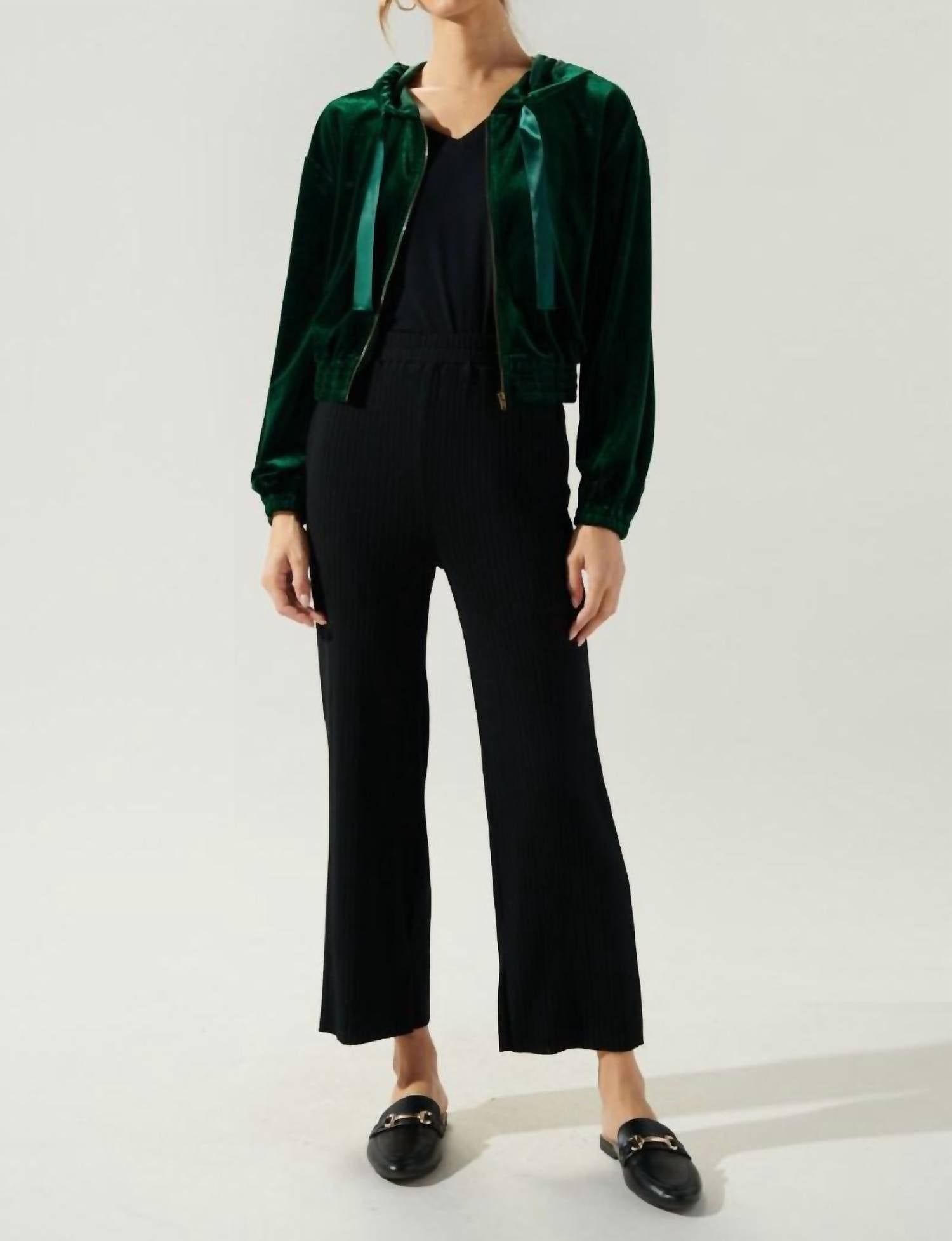 Sugarlips - Everson Velvet Cropped Zip Up Hoodie
