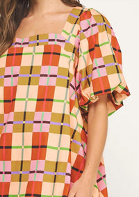 Strut & Bolt - Hidden Path Puff Sleeve Plaid Dress