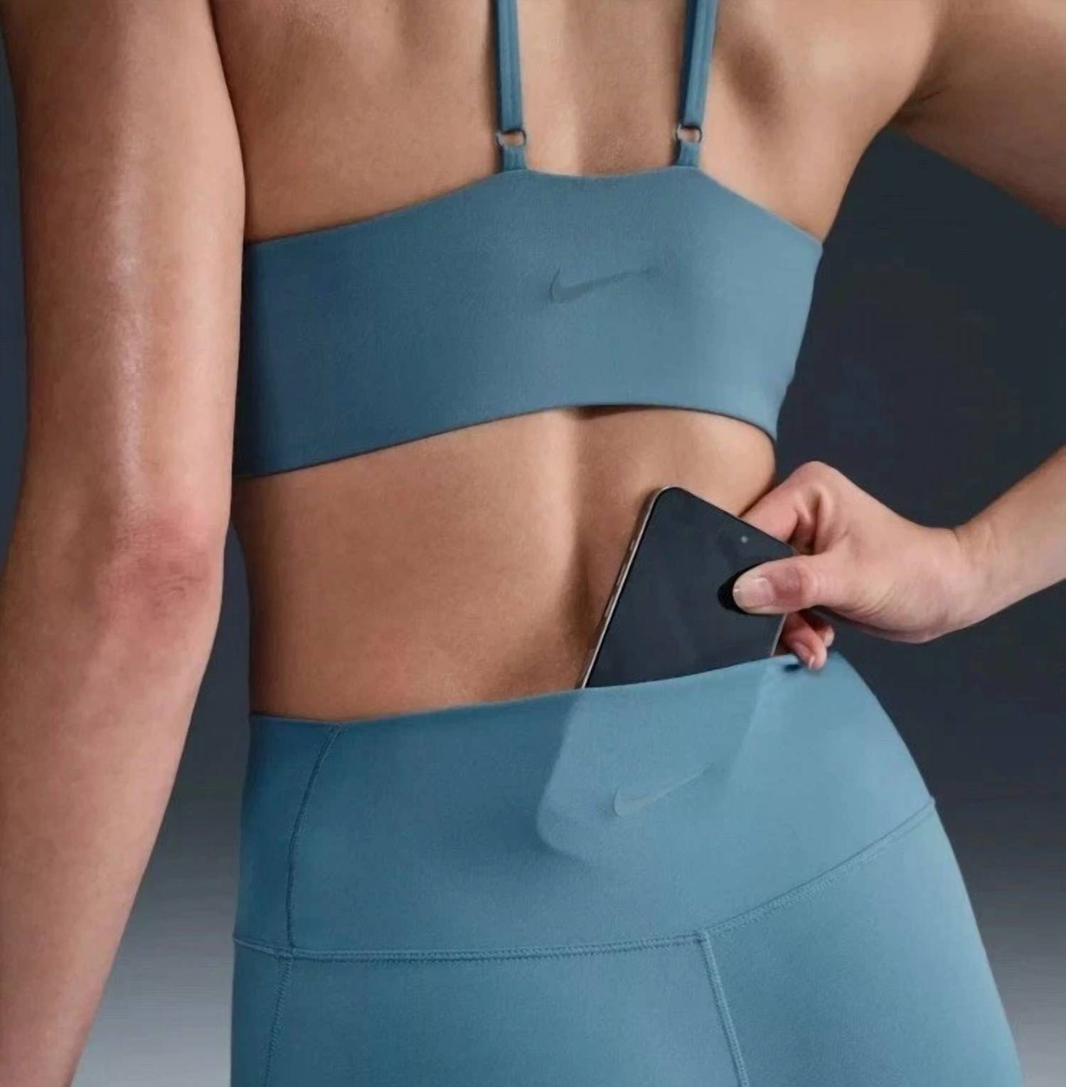 NIKE Women's Biker Short in light blue - women's shorts - alternate view